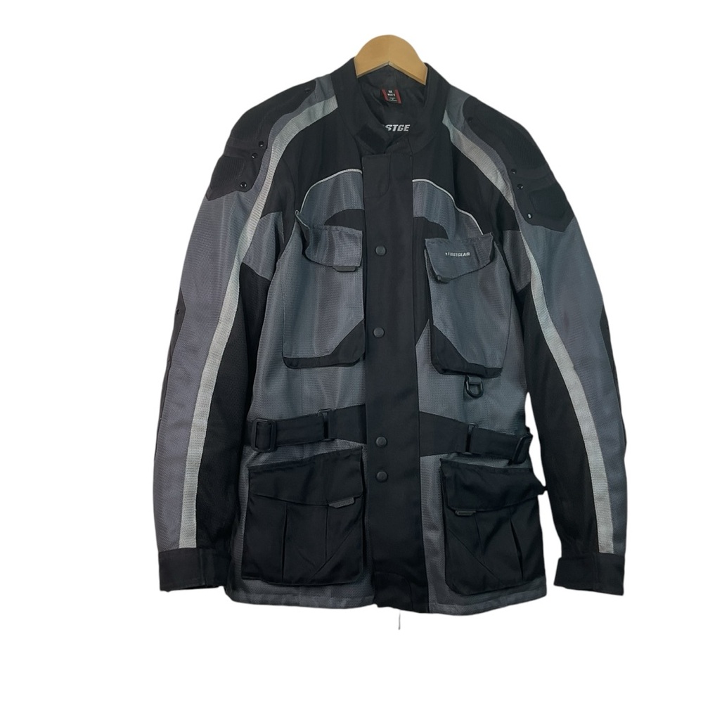 First Gear Men’s Motorcycle Jacket Black and Grey Size M